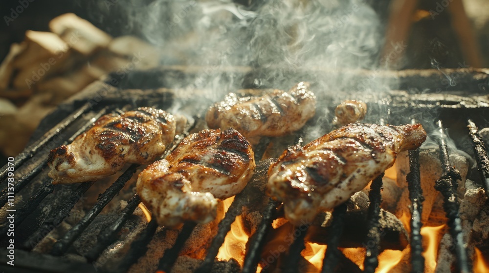 Delicious Grilled Chicken Breast on a Charcoal Grill Delicious Grilled Chicken Breast on a Charcoal Grill