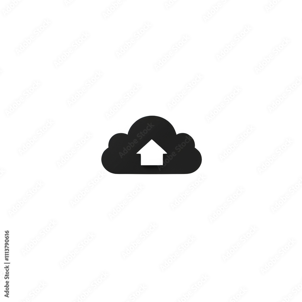 Black icon of Upload Cloud icon png Minimalist flat icon, vector logo style sign clipart on a transparent background
