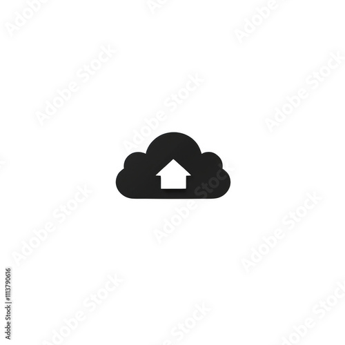 Obraz na płótnie Black icon of Upload Cloud icon png Minimalist flat icon, vector logo style sign clipart on a transparent background w salonie
