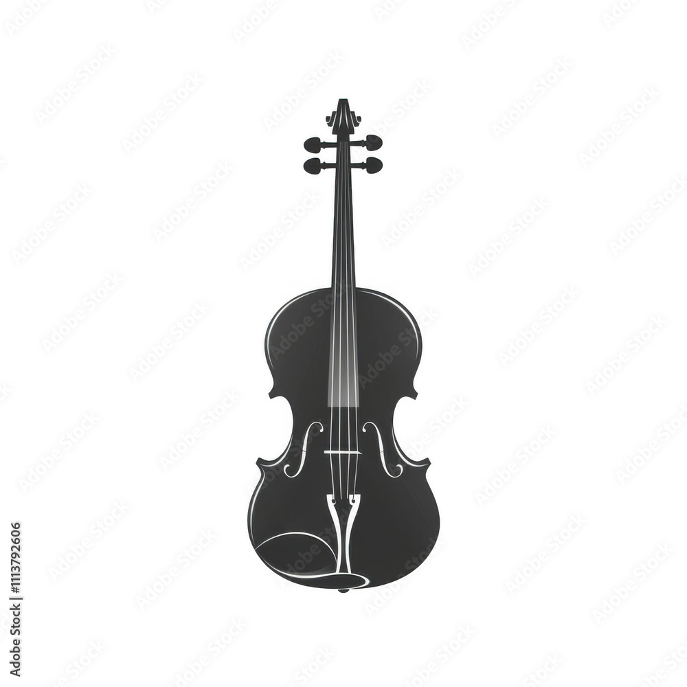 Obraz premium Black icon of Violin icon png Minimalist flat icon, vector logo style sign clipart on a transparent background