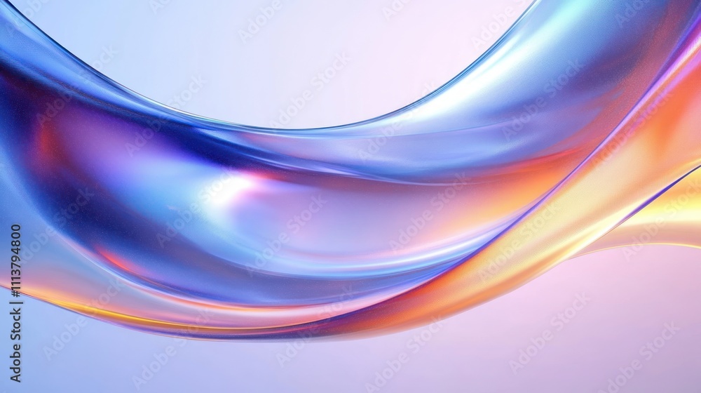 Abstract Colorful Design with Curved Glass Shapes and Iridescent Effects in a Minimalist 3D Render Abstract Colorful Design with Curved Glass Shapes and Iridescent Effects in a Minimalist 3D Render