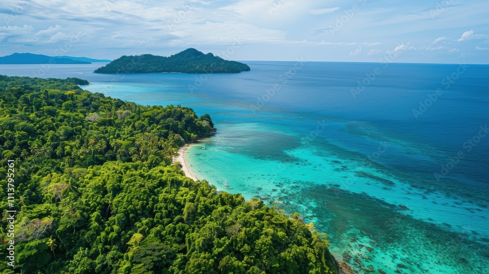 Fototapeta premium Breathtaking Aerial View of Tropical Island and Turquoise Waters