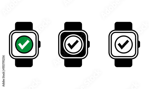 smartwatch with checkmark icon vector