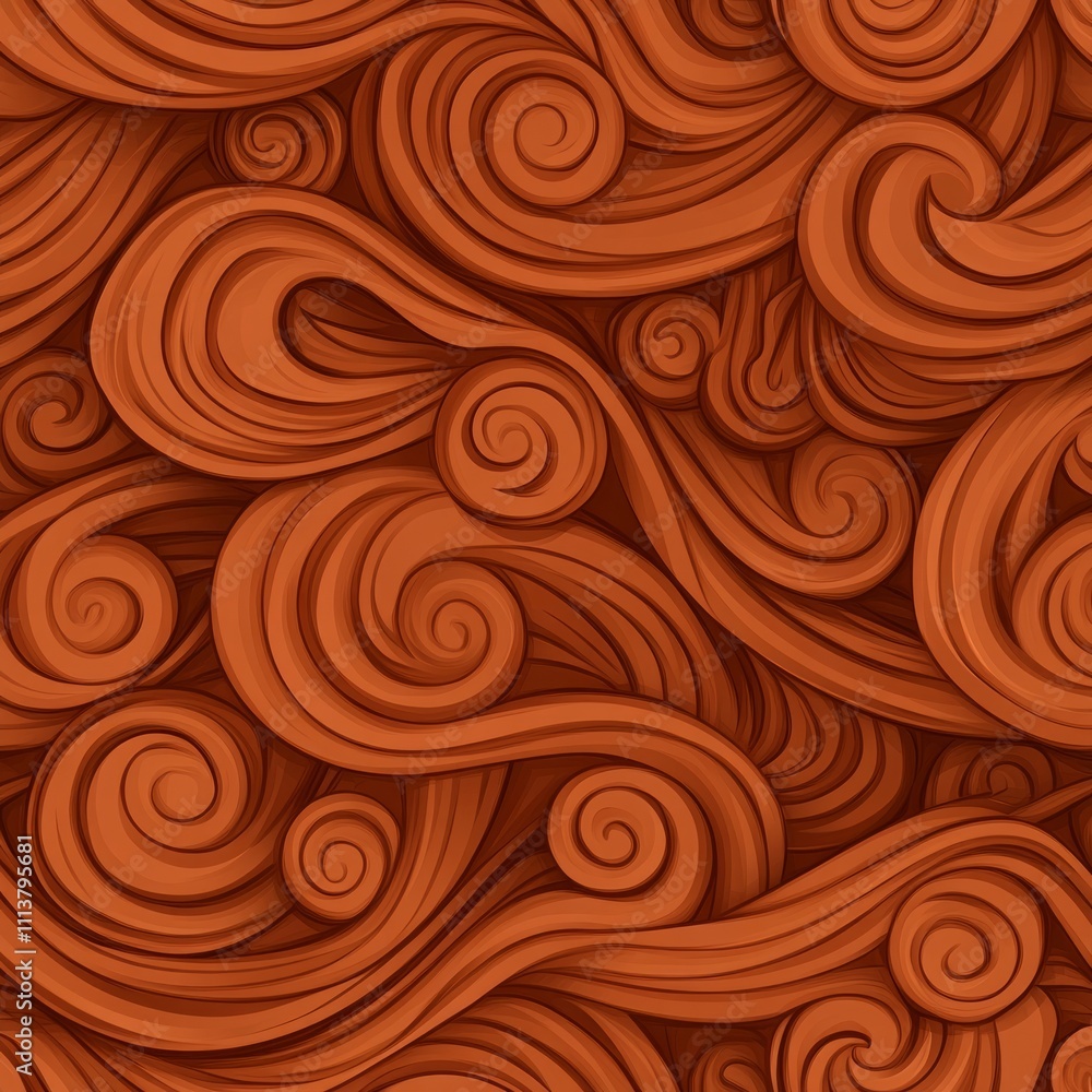 Abstract seamless pattern with swirling brown lines and curls. Abstract seamless pattern with swirling brown lines and curls.