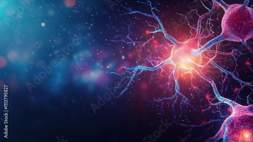 Immune Activation concept. Abstract neural network illustration with glowing connections and vibrant colors. photo