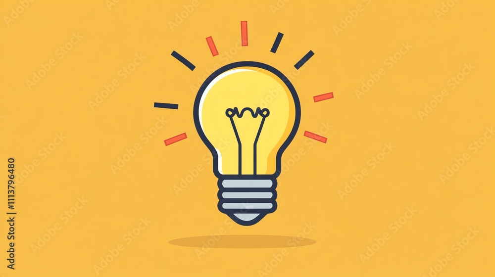 A bright yellow lightbulb with rays of light, representing ideas and inspiration. A bright yellow lightbulb with rays of light, representing ideas and inspiration.