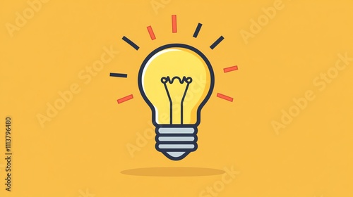A bright yellow lightbulb with rays of light, representing ideas and inspiration.