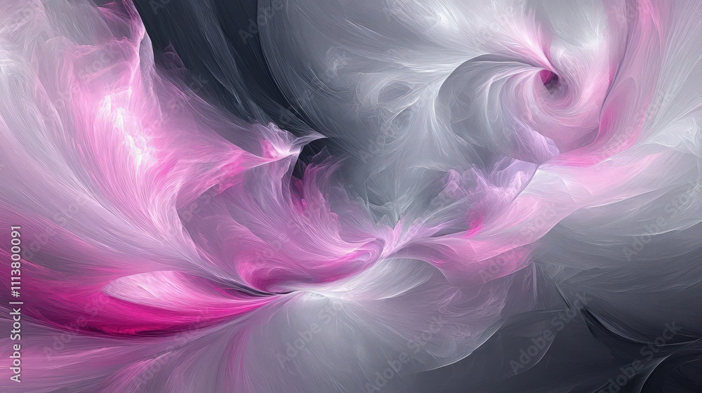 A bold abstract artwork featuring a striking charcoal background. Soft pastel hues of pink and lavender swirl together, offering a calming contrast and fluid motion. A bold abstract artwork featuring a striking charcoal background. Soft pastel hues of pink and lavender swirl together, offering a calming contrast and fluid motion.