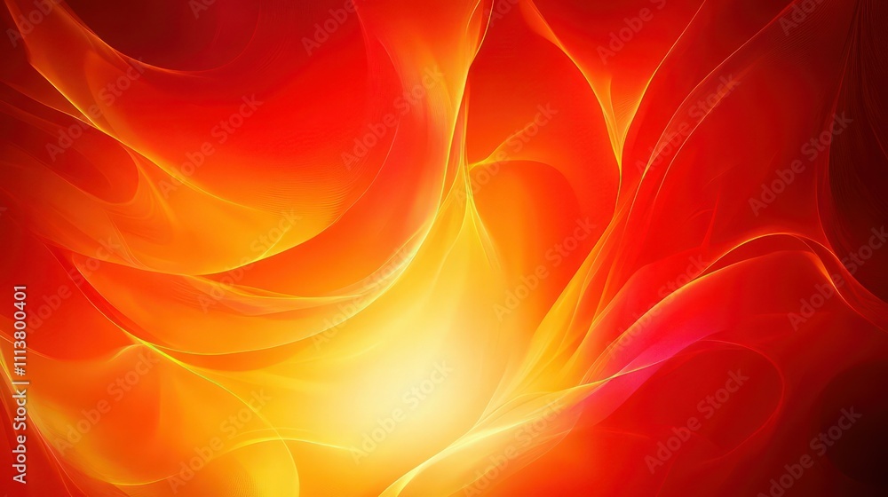 Obraz premium A bold abstract background with a gradient of fiery red and vibrant orange. The colors meld together beautifully, with a glowing center that draws the eye, suggesting warmth and passion.