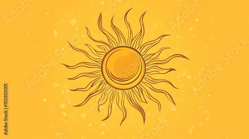 Hand-drawn sun icon on a yellow background.