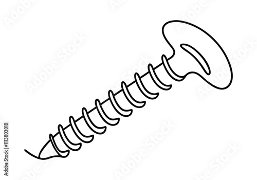 Continuous One-Line Drawing of a Screw - Minimalist Industrial Design
