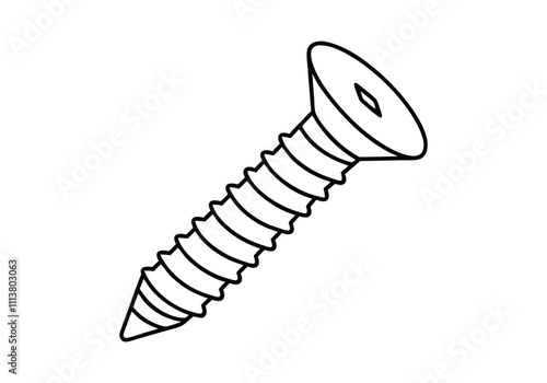 Continuous One-Line Drawing of a Screw - Minimalist Industrial Design