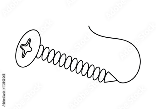 Continuous One-Line Drawing of a Screw - Minimalist Industrial Design