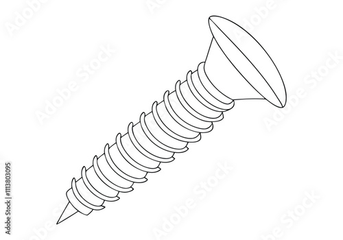 Continuous One-Line Drawing of a Screw - Minimalist Industrial Design