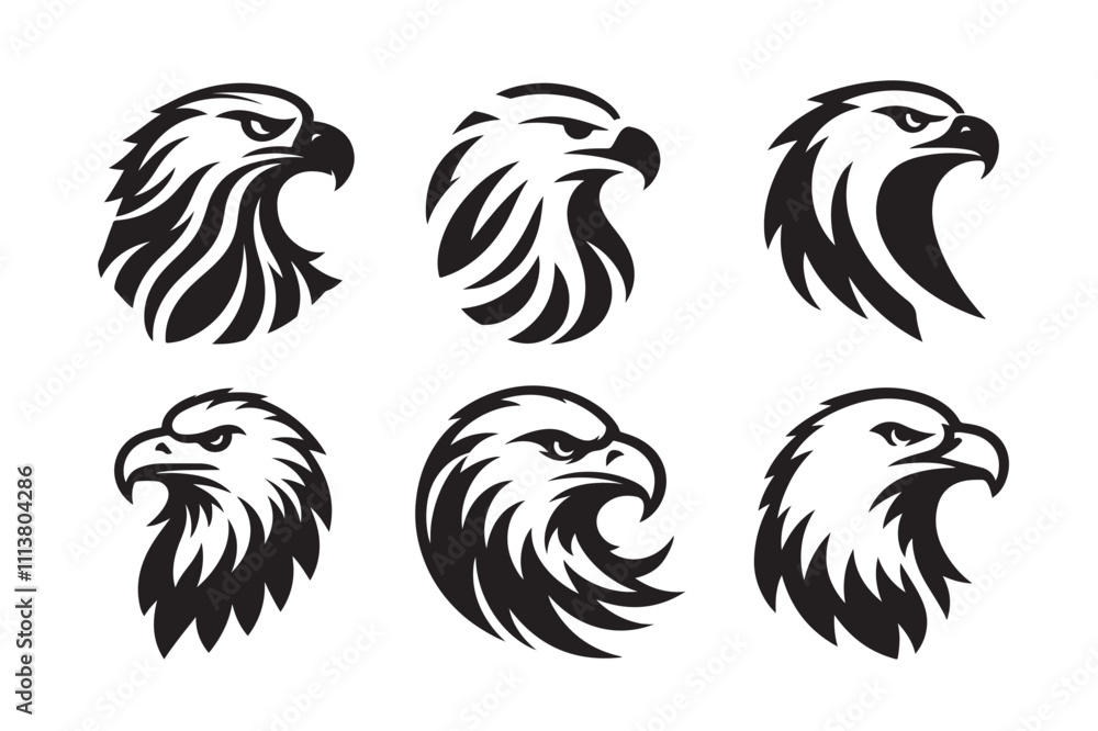 Eagle head vector silhouette art illustration bundle set Eagle head vector silhouette art illustration bundle set