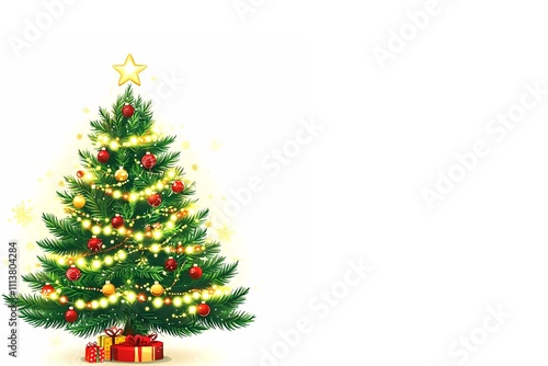 Christmas card. New Year's tree on white background