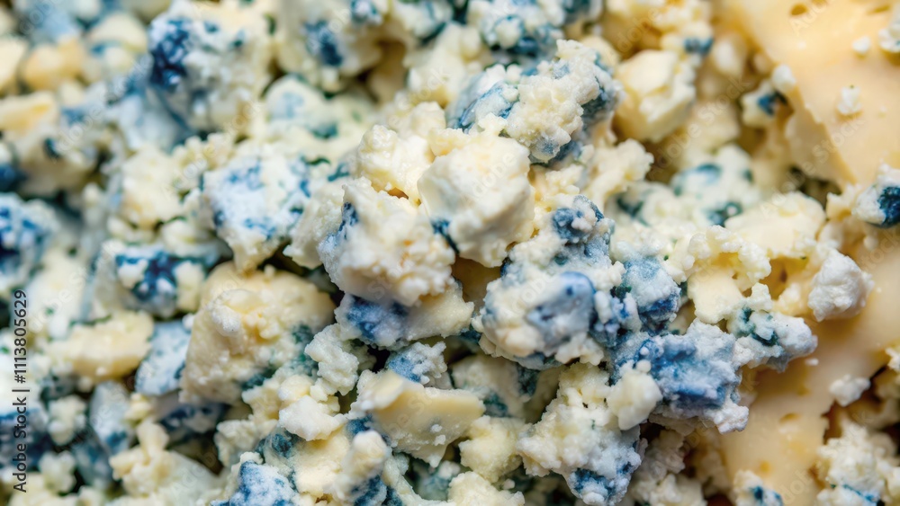 Close-up of blue cheese with white and blue veins Close-up of blue cheese with white and blue veins