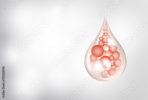transparent orange serum drops for cosmetics, colagen jelly oil