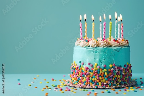 Birthday cake Birthday cake with candles on color background