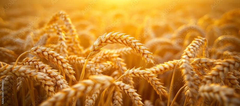 Golden wheat field at sunset. Ripe wheat fields natural landscape at sunset, farm harvest season.
Golden wheat field at sunset. Ripe wheat fields natural landscape at sunset, farm harvest season.
