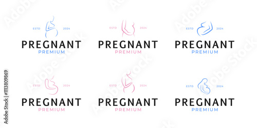 Set of pregnant woman or baby logo design vector illustration