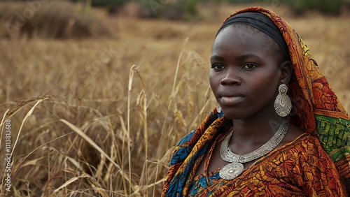 African woman seen in over the shoulder photo photo