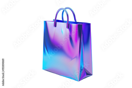 pink blue 3d rendered shopping bag isolated