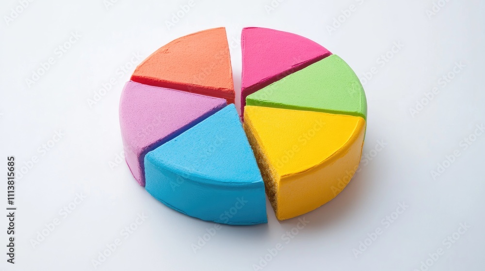 Circular pie chart in vibrant colors on a clean, white background, with individual segments highlighted to show data distribution Circular pie chart in vibrant colors on a clean, white background, with individual segments highlighted to show data distribution