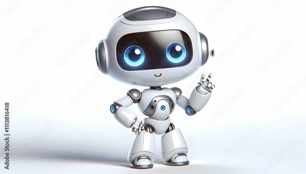 AI Robot Background A 3D, chibi-style AI robot with large, shiny eyes, a small body, and a friendly pose, set against a 4 AI Robot Background A 3D, chibi-style AI robot with large, shiny eyes, a small body, and a friendly pose, set against a 4