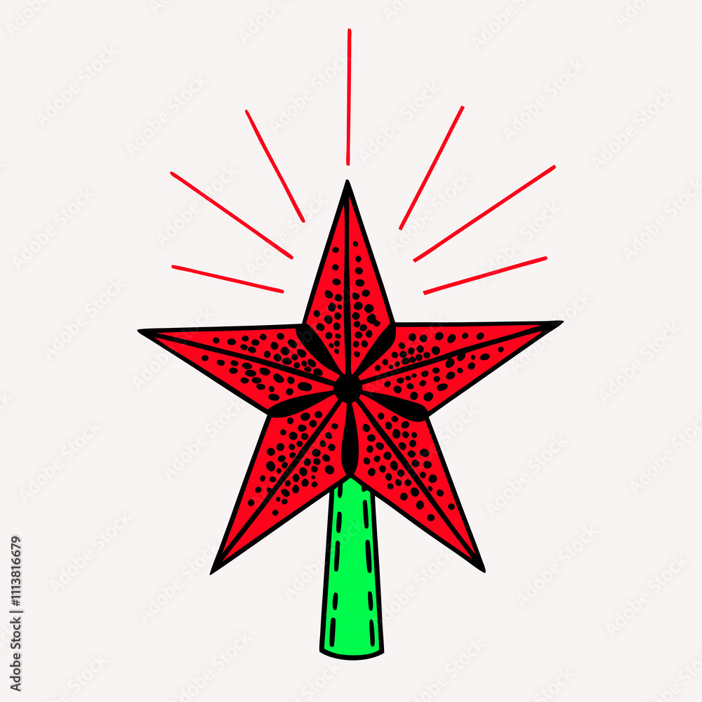 Obraz premium Christmas-star-red-green-black-and-white-background