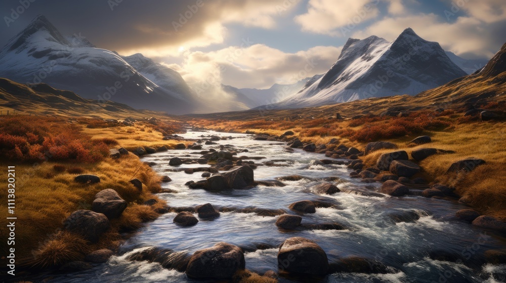 Fototapeta premium Serene Mountain River