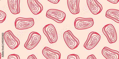 doodle steak pattern background. doodle meat pattern background. Beef Meat Seamless Pattern background. 