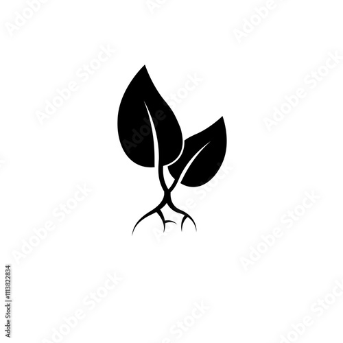 Plant Sprout, Sprouted Seed Solid Flat Vector Icon Isolated on White Background.