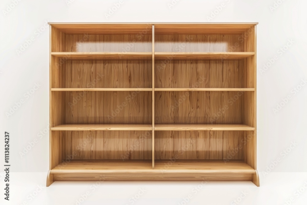 Empty bookshelf isolated on white background with space for copy. Empty bookshelf isolated on white background with space for copy.