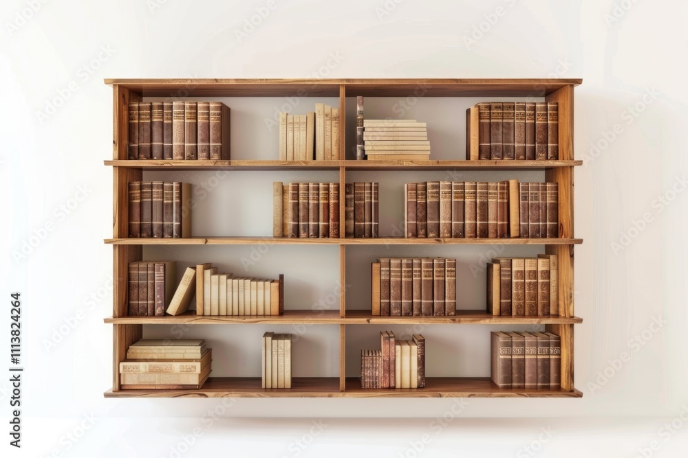 Empty bookshelf isolated on white background with space for copy. Empty bookshelf isolated on white background with space for copy.