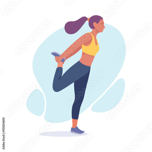 Woman Athlete Running Long Distance Marathon Vector Illustration