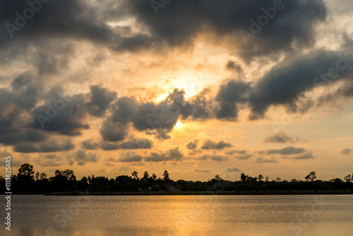 sunset on the lake landscape