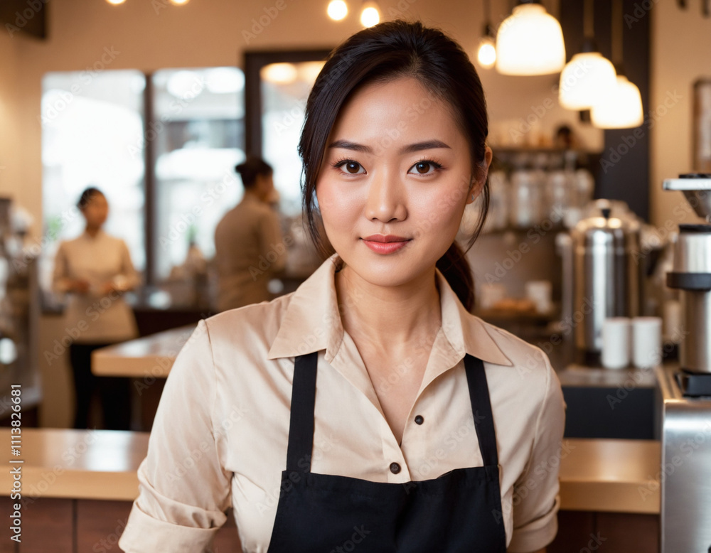 Young Asian Barista Working in a Cozy Coffee Shop Young Asian Barista Working in a Cozy Coffee Shop