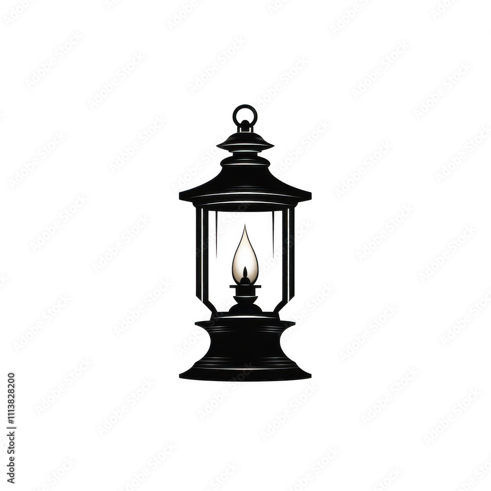 Black Lantern icon png Minimalist flat icon, vector logo style sign clipart on a transparent background