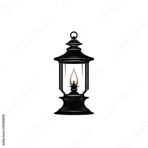 Obraz na płótnie Black Lantern icon png Minimalist flat icon, vector logo style sign clipart on a transparent background w salonie