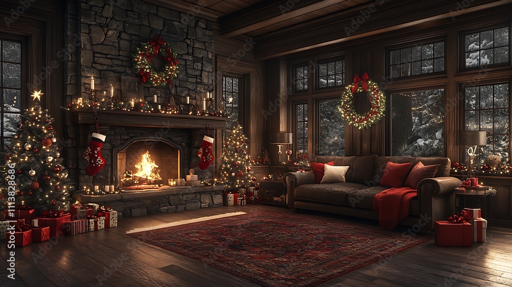 Stunning christmas tree display featured elegantly in a warm and cozy living room picture Stunning christmas tree display featured elegantly in a warm and cozy living room picture
