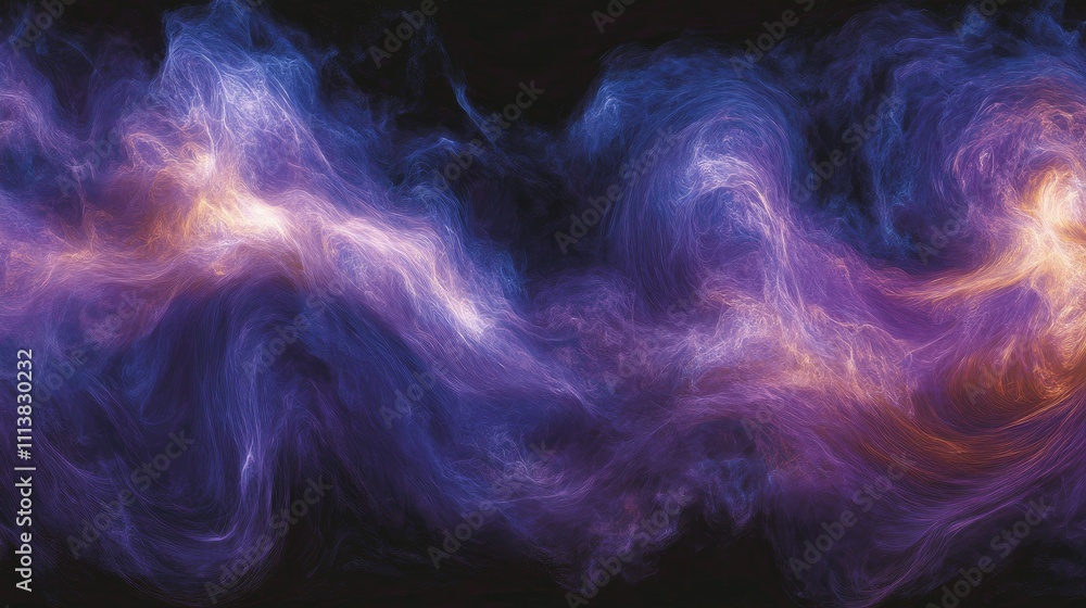 Smoky clouds in deep purple and blue hues swirling against a black background, creating a mystical and abstract design Smoky clouds in deep purple and blue hues swirling against a black background, creating a mystical and abstract design