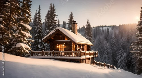 Wallpaper Mural Houses covered in snow and surrounded by winter scenery. Torontodigital.ca