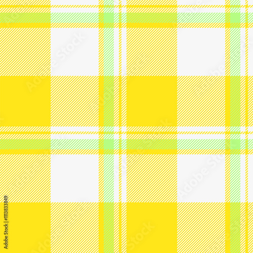 Poster pattern fabric texture, picnic blanket plaid check tartan. Complexity seamless background vector textile in white and yellow colors.