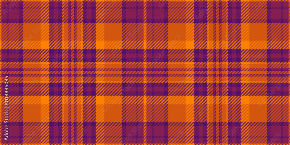 Obraz premium Dreamy fabric texture vector, packaging pattern check seamless. Japanese plaid textile tartan background in pink and orange colors.