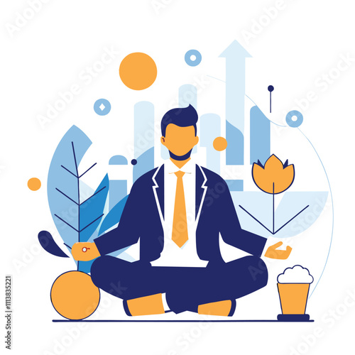 Businessman Meditating During a Successful Career