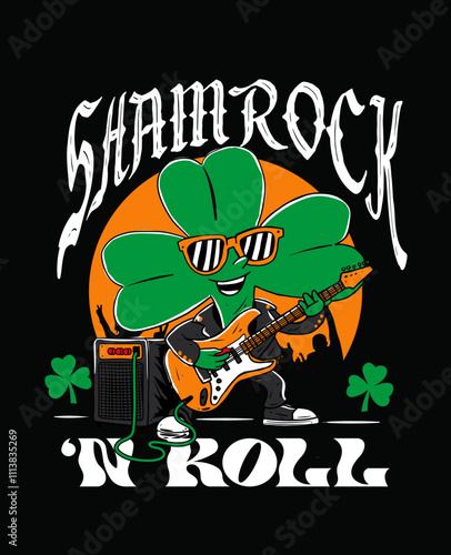 Shamrock N roll Mascot Illustration