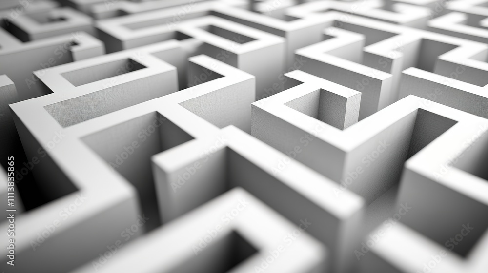 Complex 3D maze pattern with high walls, perspective view. Complex 3D maze pattern with high walls, perspective view.