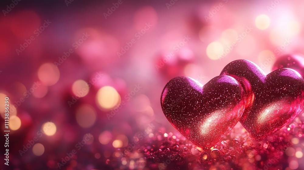 pink bokeh background of glowing Valentine hearts, horizontal wallpaper pink bokeh background of glowing Valentine hearts, horizontal wallpaper