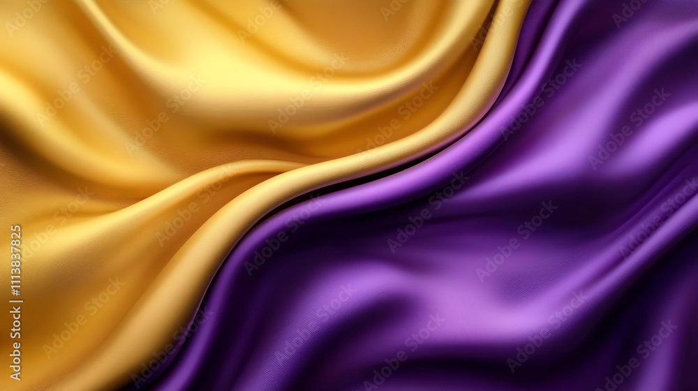 Fototapeta premium An illustration of gold and purple luxury satin/ silk material